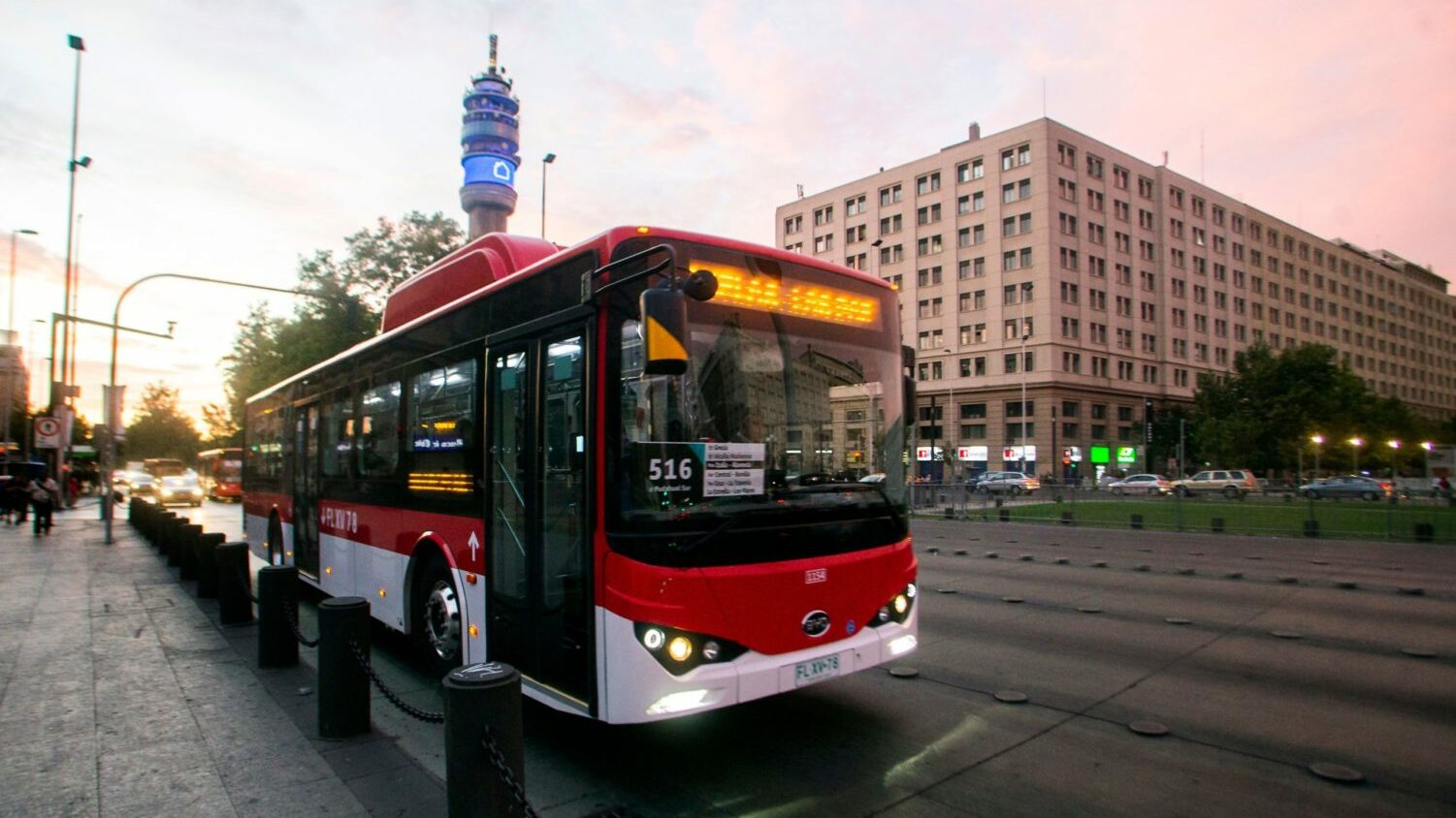 The electric bus E12 in Santiago, Chile.