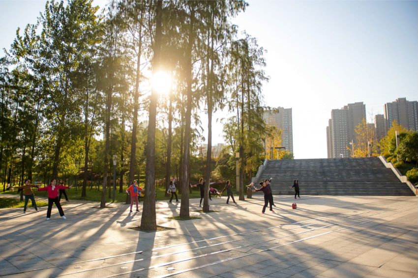 Citizens exercising in the morning
