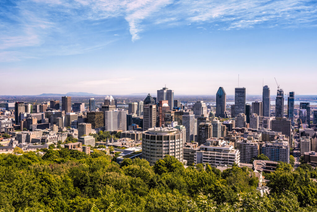 High angle view on Montreal downtown
