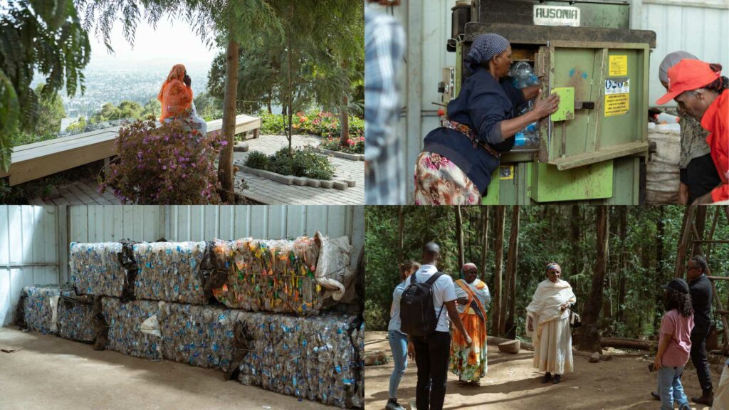 Site visit collage - Addis Ababa March 2024 ICA Workshop - Visits included the Adwa Museum, Entoto Park's women's recycling centre to learn from female workers, and the Gulele Botanical Garden's community-centric projects.